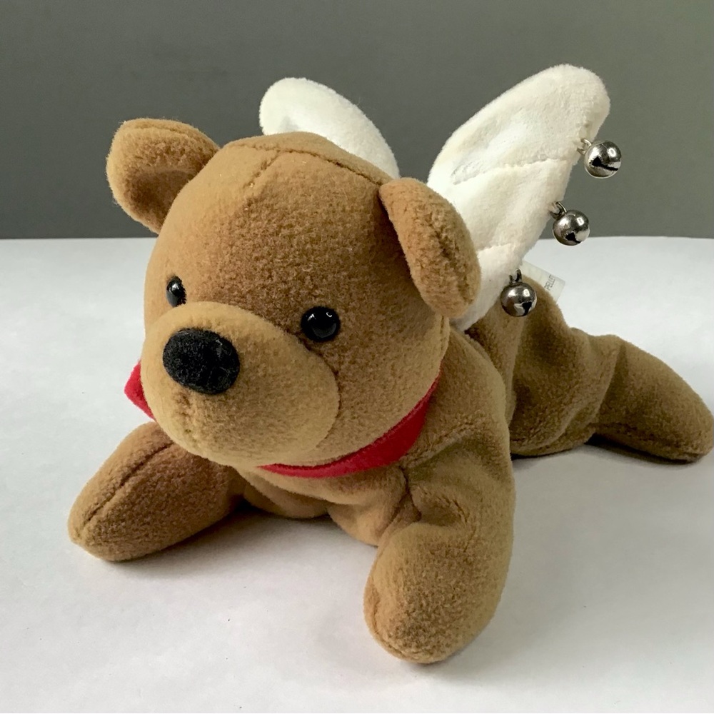 Vintage Angel Bear Plush 7” Stuffed Animal Wings Christmas Jingle Bells Weighted - Picture 7 of 12